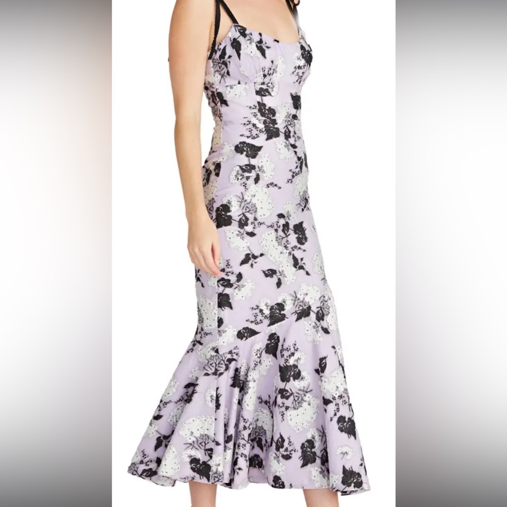 ML Monique Lhuillier Sleeveless Midi Dress - Lavender Floral